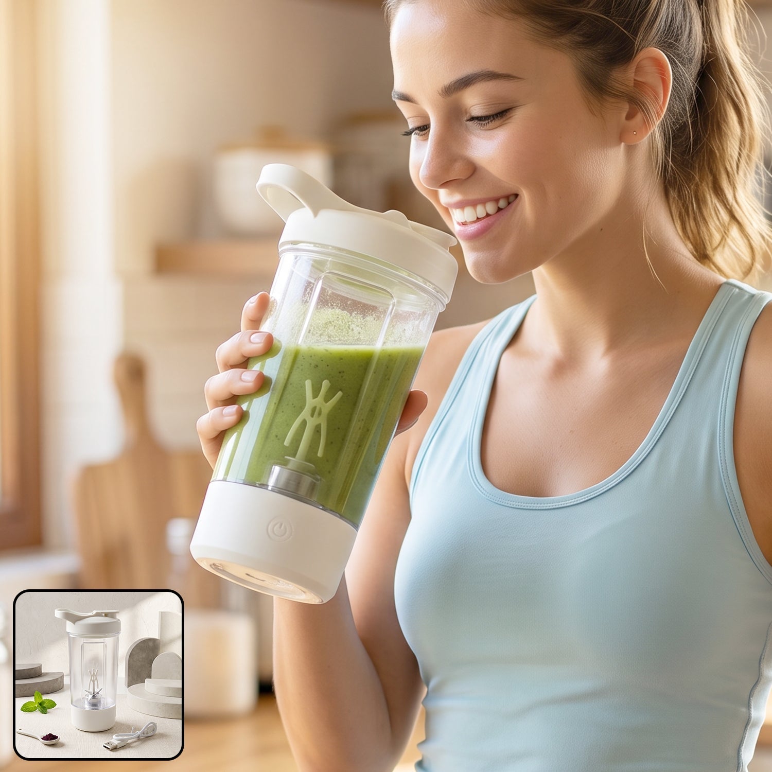 400ml USB Rechargeable Electric Self Stirring Protein Shaker Bottle (1 Pc)
